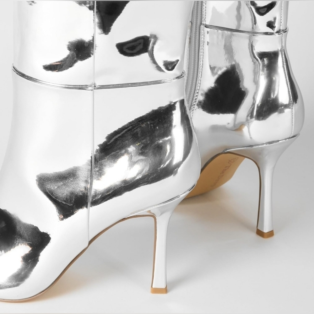 The Drop Women's Gemini Tall Heeled Boot Silver Mirror Sz: 7 NWT - Picture 6 of 11